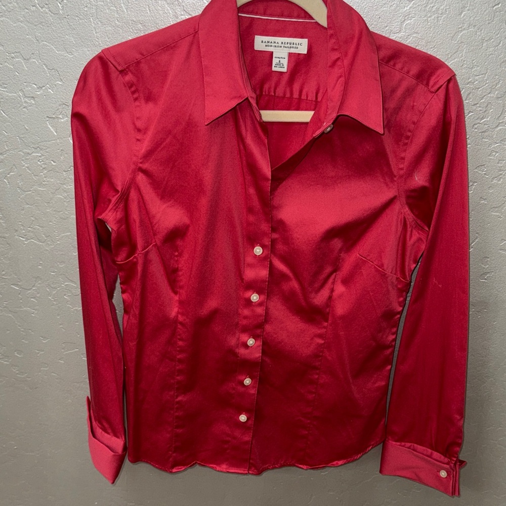 Banana Republic Vibrant Red Button-Down Shirt